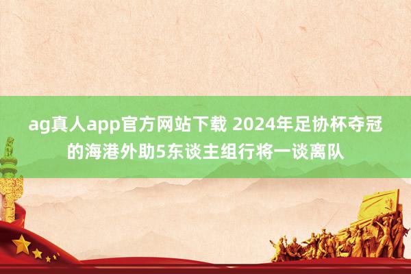 ag真人app官方网站下载 2024年足协杯夺冠的海港外助5东谈主组行将一谈离队