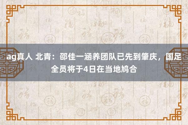 ag真人 北青：邵佳一涵养团队已先到肇庆，国足全员将于4日在当地鸠合