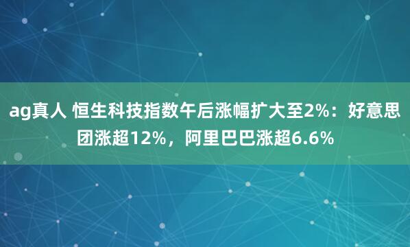 ag真人 恒生科技指数午后涨幅扩大至2%：好意思团涨超12%，阿里巴巴涨超6.6%