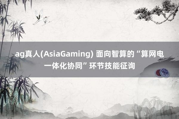 ag真人(AsiaGaming) 面向智算的“算网电一体化协同”环节技能征询