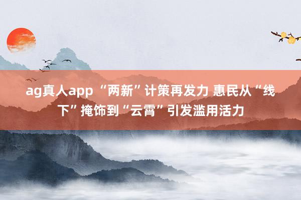 ag真人app “两新”计策再发力 惠民从“线下”掩饰到“云霄”引发滥用活力