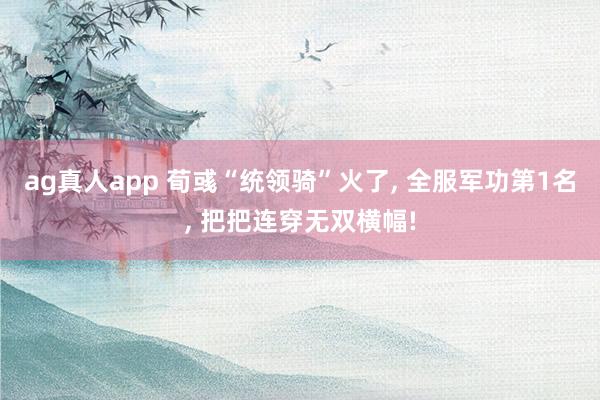 ag真人app 荀彧“统领骑”火了， 全服军功第1名， 把把连穿无双横幅!