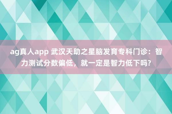 ag真人app 武汉天助之星脑发育专科门诊：智力测试分数偏低，就一定是智力低下吗?