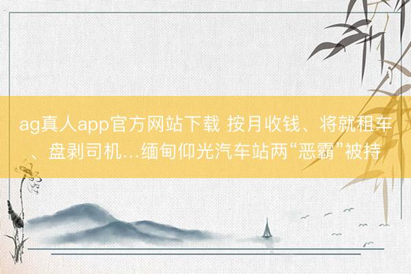 ag真人app官方网站下载 按月收钱、将就租车、盘剥司机…缅甸仰光汽车站两“恶霸”被持
