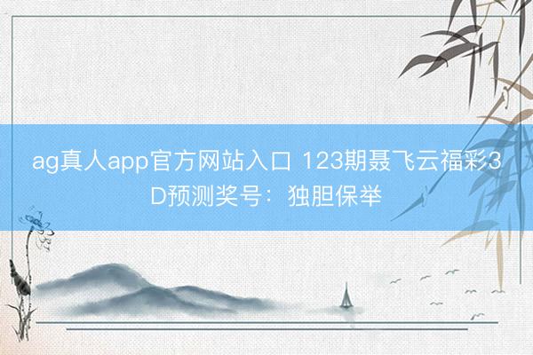 ag真人app官方网站入口 123期聂飞云福彩3D预测奖号：独胆保举