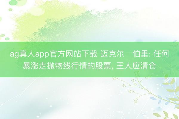 ag真人app官方网站下载 迈克尔・伯里: 任何暴涨走抛物线行情的股票， 王人应清仓