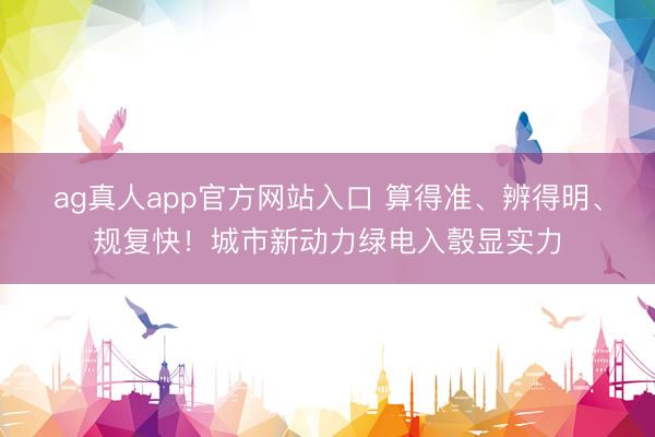 ag真人app官方网站入口 算得准、辨得明、规复快！城市新动力绿电入彀显实力