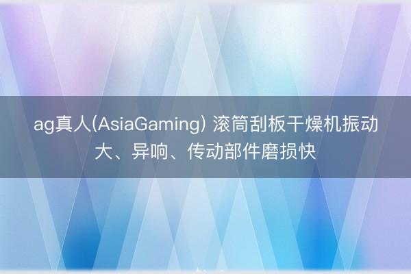 ag真人(AsiaGaming) 滚筒刮板干燥机振动大、异响、传动部件磨损快