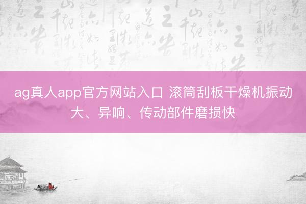 ag真人app官方网站入口 滚筒刮板干燥机振动大、异响、传动部件磨损快