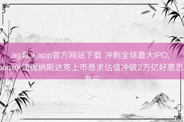 ag真人app官方网站下载 冲刺全球最大IPO, SpaceX递缴纳斯达克上市恳求估值冲破2万亿好意思元