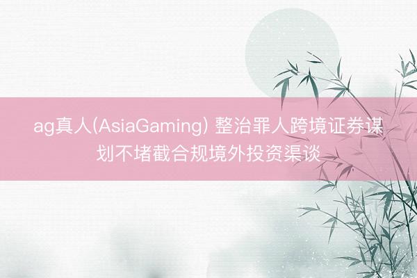 ag真人(AsiaGaming) 整治罪人跨境证券谋划不堵截合规境外投资渠谈