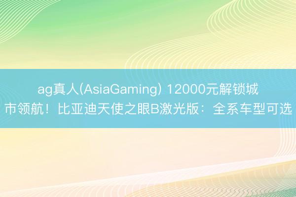 ag真人(AsiaGaming) 12000元解锁城市领航！比亚迪天使之眼B激光版：全系车型可选