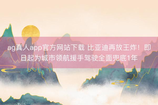 ag真人app官方网站下载 比亚迪再放王炸!即日起为城市领航援手驾驶全面兜底1年