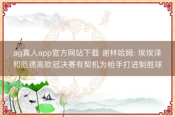 ag真人app官方网站下载 谢林哈姆: 埃埃泽和厄德高欧冠决赛有契机为枪手打进制胜球