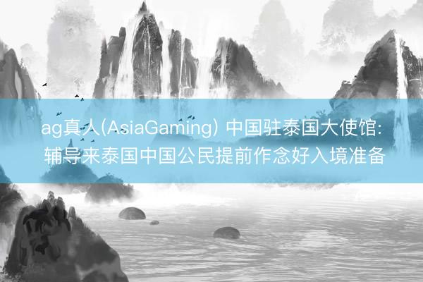 ag真人(AsiaGaming) 中国驻泰国大使馆: 辅导来泰国中国公民提前作念好入境准备