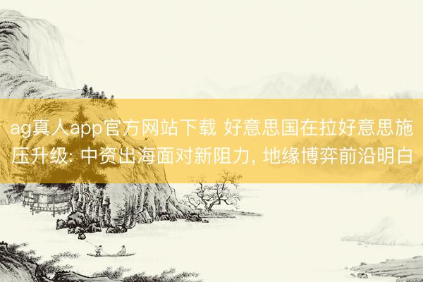 ag真人app官方网站下载 好意思国在拉好意思施压升级: 中资出海面对新阻力， 地缘博弈前沿明白