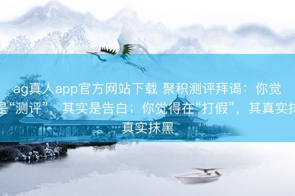 ag真人app官方网站下载 聚积测评拜谒：你觉得是“测评”，其实是告白；你觉得在“打假”，其真实抹黑