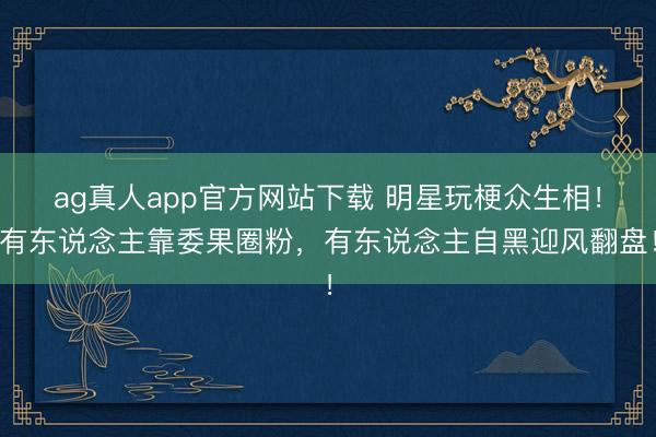 ag真人app官方网站下载 明星玩梗众生相！有东说念主靠委果圈粉，有东说念主自黑迎风翻盘！