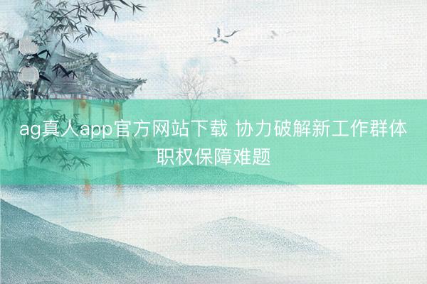 ag真人app官方网站下载 协力破解新工作群体职权保障难题