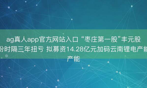 ag真人app官方网站入口 “枣庄第一股”丰元股份时隔三年扭亏 拟募资14.28亿元加码云南锂电产能