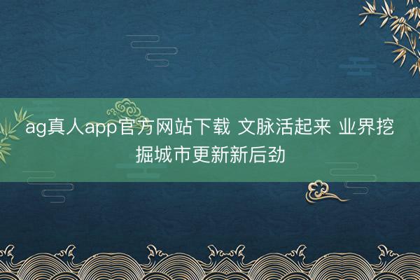 ag真人app官方网站下载 文脉活起来 业界挖掘城市更新新后劲