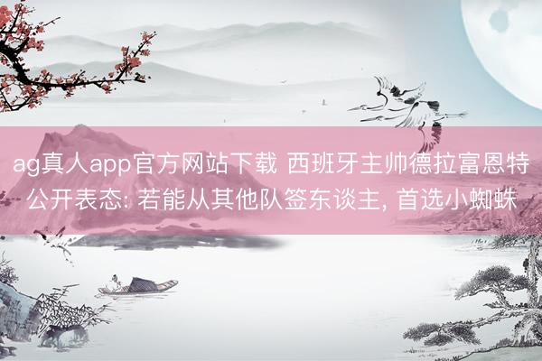ag真人app官方网站下载 西班牙主帅德拉富恩特公开表态: 若能从其他队签东谈主, 首选小蜘蛛